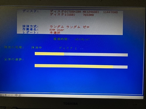 完全ハードディスク抹消17データ消去途中経過