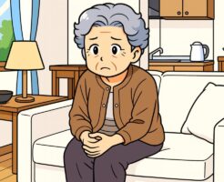 6歳の日本人女性が自宅のリビングで一人