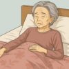 93歳の日本人女性が転倒後、動けなくなりベッドで休む図